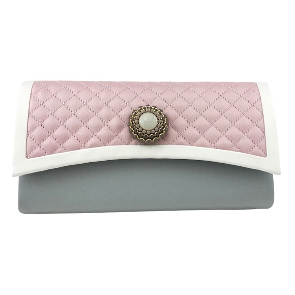 Sondra Roberts Handbags - Elegant Sondra Roberts Pink Silk Satin Clutch